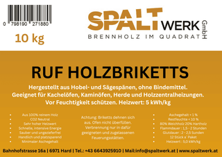 Spaltwerk RUF Holzbriketts – 10 kg Paket